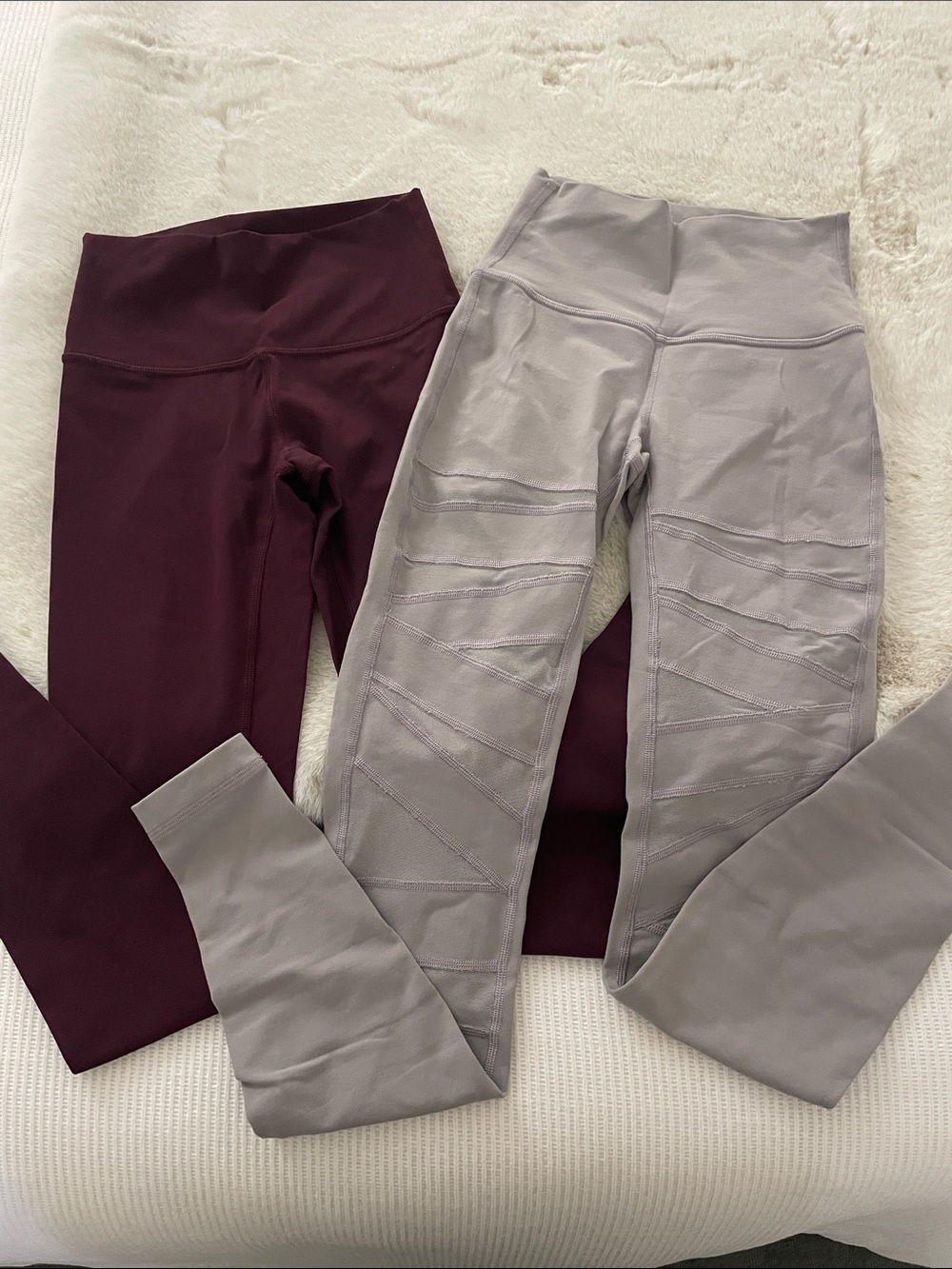 Lululemon size 2 High-Waist Leggings Pair - Plum & Light Gray